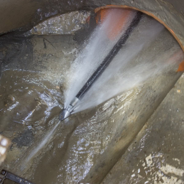 A drain cleaning project underway in Buxton