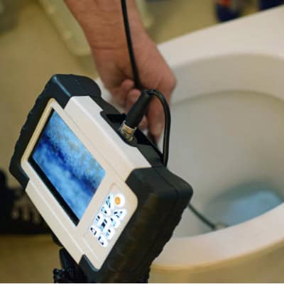 A blocked toilet waiting for a drain specialist to unblock it
